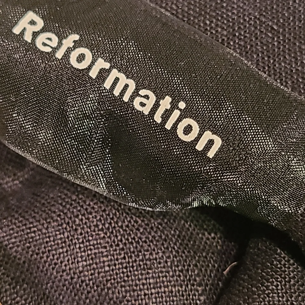 Reformation Black Square-Neck Romper Linen